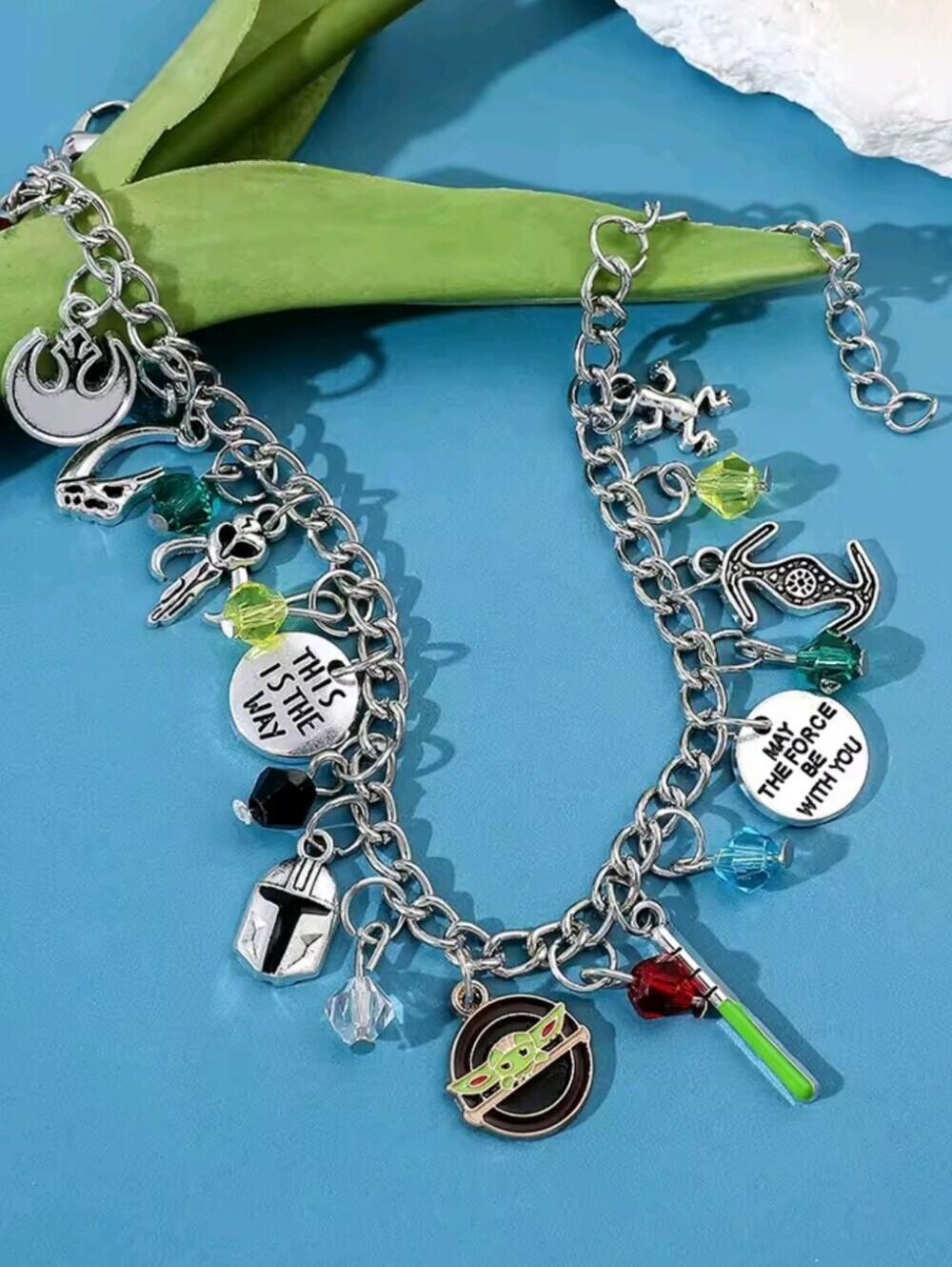 Star Wars Inspired Charm Bracelet Grogu Mandalorian May The Force Be With You